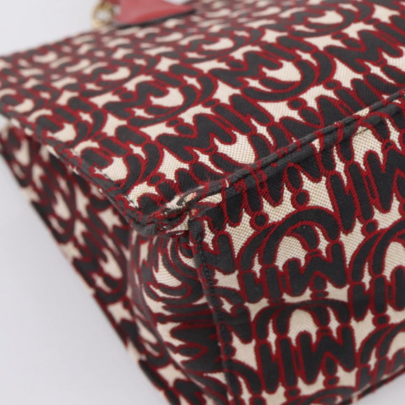 Miu Miu Chain Shoulder Bag Canvas 2way Red Gold Auth 198710A