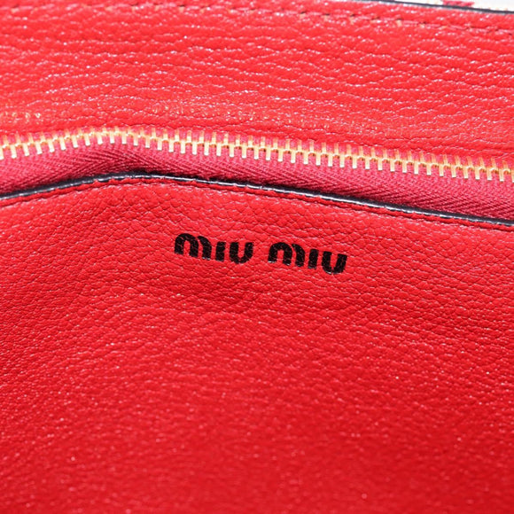 Miu Miu Chain Shoulder Bag Canvas 2way Red Gold Auth 198710A
