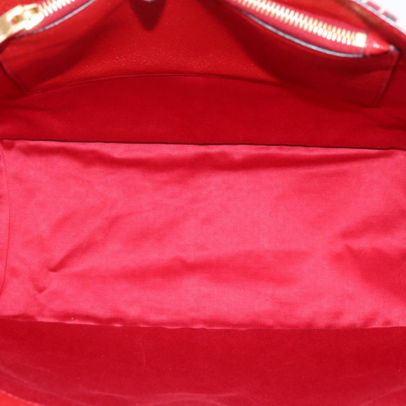Miu Miu Chain Shoulder Bag Canvas 2way Red Gold Auth 198710A