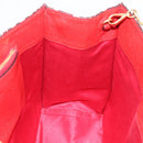 Miu Miu Chain Shoulder Bag Canvas 2way Red Gold Auth 198710A-19