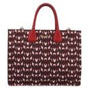 Miu Miu Chain Shoulder Bag Canvas 2way Red Gold Auth 198710A-13