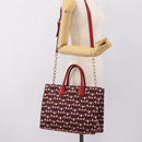 Miu Miu Chain Shoulder Bag Canvas 2way Red Gold Auth 198710A-23