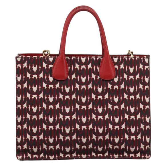 Miu Miu Chain Shoulder Bag Canvas 2way Red Gold Auth 198710A