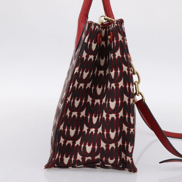 Miu Miu Chain Shoulder Bag Canvas 2way Red Gold Auth 198710A