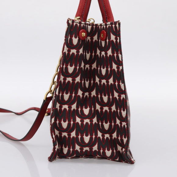Miu Miu Chain Shoulder Bag Canvas 2way Red Gold Auth 198710A