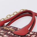 Miu Miu Chain Shoulder Bag Canvas 2way Red Gold Auth 198710A-8