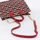 Miu Miu Chain Shoulder Bag Canvas 2way Red Gold Auth 198710A-9