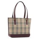 BURBERRY Nova Check Tote Bag Canvas Beige Gold Auth 198715-1