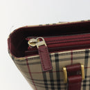 BURBERRY Nova Check Tote Bag Canvas Beige Gold Auth 198715-14