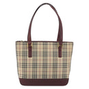 BURBERRY Nova Check Tote Bag Canvas Beige Gold Auth 198715-2