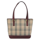 BURBERRY Nova Check Tote Bag Canvas Beige Gold Auth 198715-3