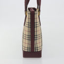 BURBERRY Nova Check Tote Bag Canvas Beige Gold Auth 198715-4