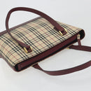 BURBERRY Nova Check Tote Bag Canvas Beige Gold Auth 198715-6