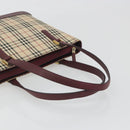 BURBERRY Nova Check Tote Bag Canvas Beige Gold Auth 198715-7