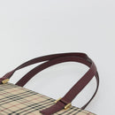 BURBERRY Nova Check Tote Bag Canvas Beige Gold Auth 198715-8