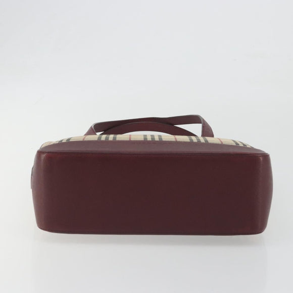 BURBERRY Nova Check Tote Bag Canvas Beige Gold Auth 198715