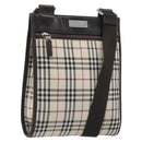 BURBERRY Nova Check Shoulder Bag Canvas Beige Silver Auth 198716A-1