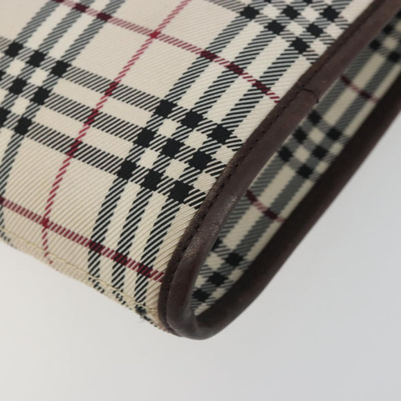 BURBERRY Nova Check Shoulder Bag Canvas Beige Silver Auth 198716A