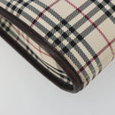 BURBERRY Nova Check Shoulder Bag Canvas Beige Silver Auth 198716A-11