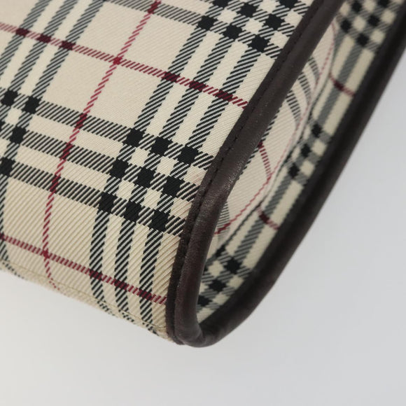 BURBERRY Nova Check Shoulder Bag Canvas Beige Silver Auth 198716A