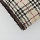 BURBERRY Nova Check Shoulder Bag Canvas Beige Silver Auth 198716A-13