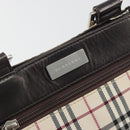 BURBERRY Nova Check Shoulder Bag Canvas Beige Silver Auth 198716A-14