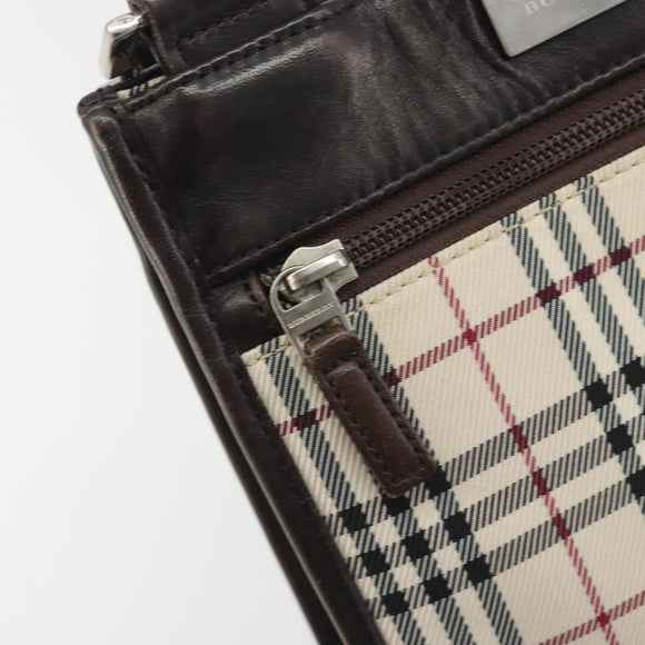 BURBERRY Nova Check Shoulder Bag Canvas Beige Silver Auth 198716A