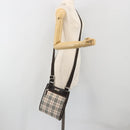 BURBERRY Nova Check Shoulder Bag Canvas Beige Silver Auth 198716A-22