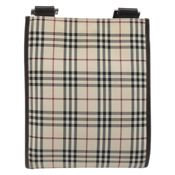 BURBERRY Nova Check Shoulder Bag Canvas Beige Silver Auth 198716A