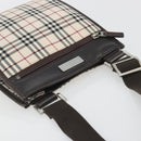 BURBERRY Nova Check Shoulder Bag Canvas Beige Silver Auth 198716A-6
