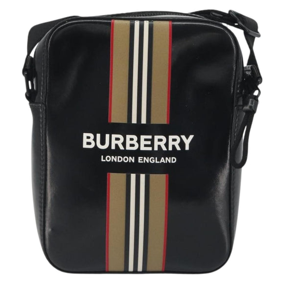 BURBERRY Thornton Messenger Shoulder Bag PVC Canvas Black Auth 198717A