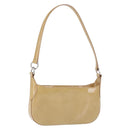 CARTIER Shoulder Bag Patent leather Beige Silver Auth 198718V-1