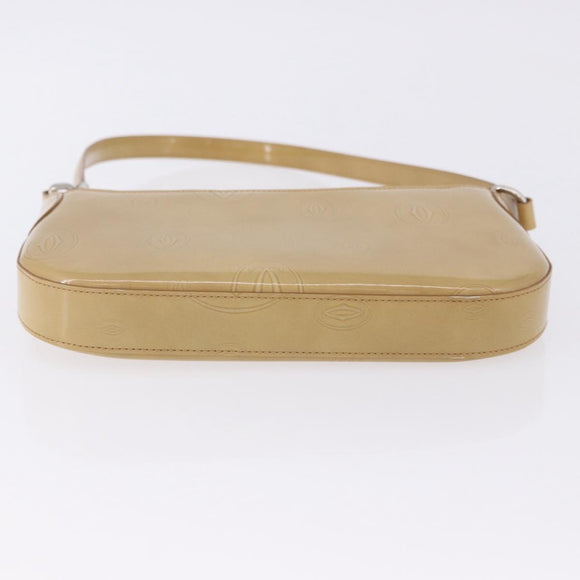 CARTIER Shoulder Bag Patent leather Beige Silver Auth 198718V
