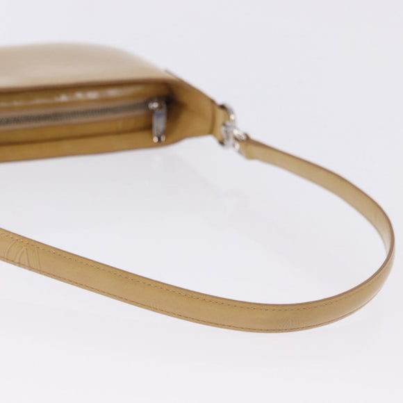 CARTIER Shoulder Bag Patent leather Beige Silver Auth 198718V