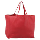 CELINE Horizontal Cabas Tote Bag Leather Red Gold Auth 198719-1