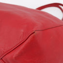 CELINE Horizontal Cabas Tote Bag Leather Red Gold Auth 198719-9