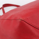 CELINE Horizontal Cabas Tote Bag Leather Red Gold Auth 198719-16