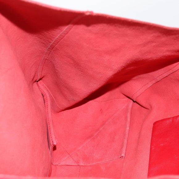 CELINE Horizontal Cabas Tote Bag Leather Red Gold Auth 198719