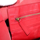 CELINE Horizontal Cabas Tote Bag Leather Red Gold Auth 198719-20