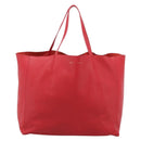CELINE Horizontal Cabas Tote Bag Leather Red Gold Auth 198719-13