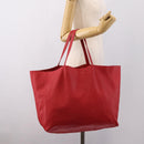 CELINE Horizontal Cabas Tote Bag Leather Red Gold Auth 198719-21