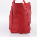 CELINE Horizontal Cabas Tote Bag Leather Red Gold Auth 198719-3