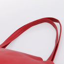 CELINE Horizontal Cabas Tote Bag Leather Red Gold Auth 198719-8