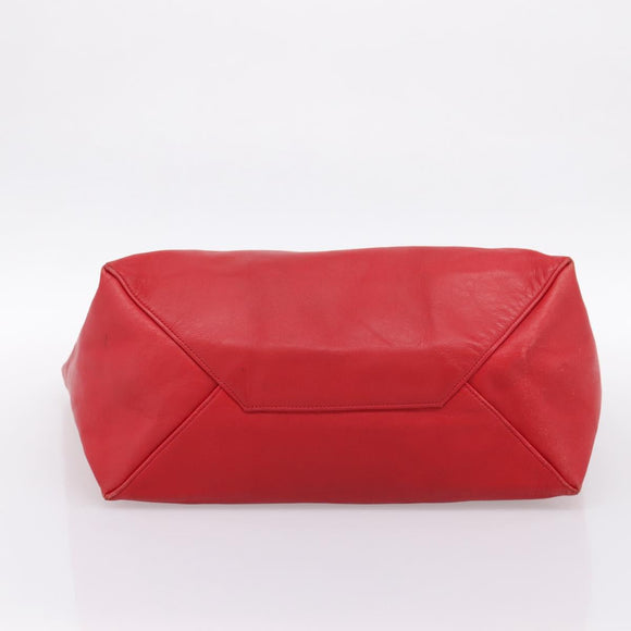 CELINE Horizontal Cabas Tote Bag Leather Red Gold Auth 198719