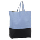 CELINE Horizontal Kabbalaj Hand Bag Leather Light Blue Gold Auth 198720A-1