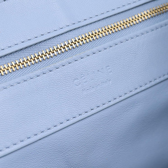 CELINE Horizontal Kabbalaj Hand Bag Leather Light Blue Gold Auth 198720A