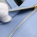 CELINE Horizontal Kabbalaj Hand Bag Leather Light Blue Gold Auth 198720A-12