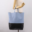 CELINE Horizontal Kabbalaj Hand Bag Leather Light Blue Gold Auth 198720A-21