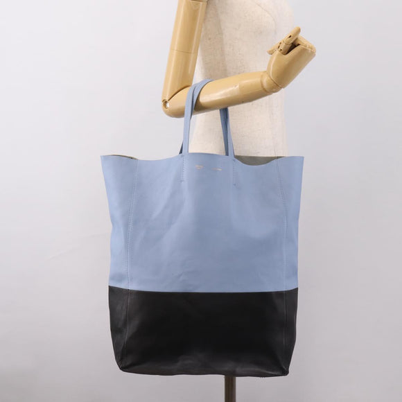 CELINE Horizontal Kabbalaj Hand Bag Leather Light Blue Gold Auth 198720A