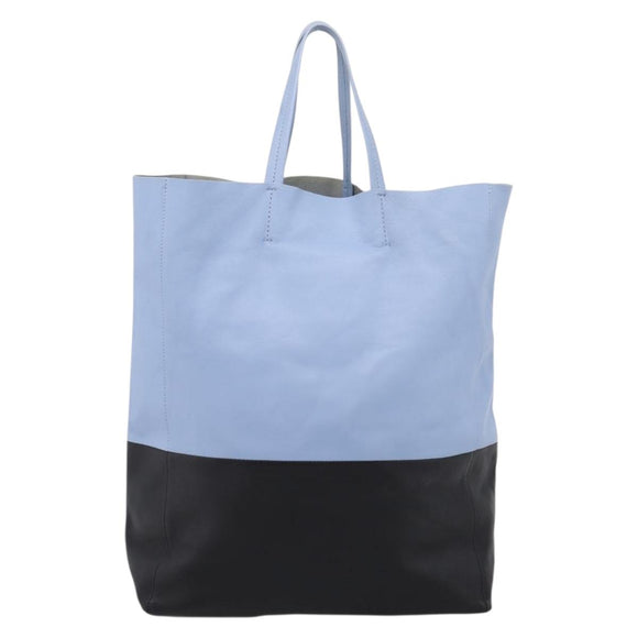 CELINE Horizontal Kabbalaj Hand Bag Leather Light Blue Gold Auth 198720A